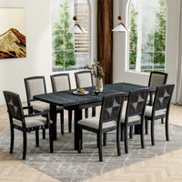 Thumbnail for Rustic Extendable 84inch Dining Table Set With 24inch Removable Leaf , 6 Upholstered Armless Dining Chairs and 2 Padded