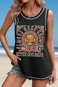 Thumbnail for ALWAYS KEEP GROWING / BETTER DAYS AHEAD - Graphic Round Neck Tank - T - 1 COLOR -