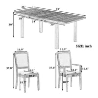 Thumbnail for Rustic Extendable 84inch Dining Table Set With 24inch Removable Leaf , 6 Upholstered Armless Dining Chairs and 2 Padded