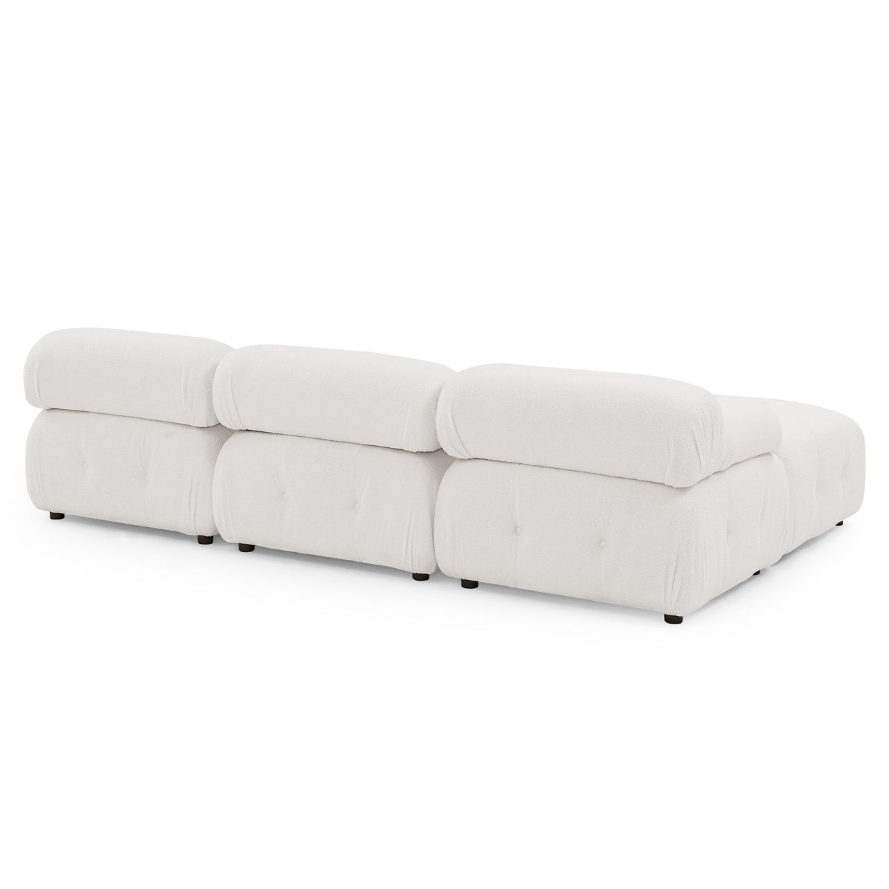 Modular Sectional Sofa, Button Tufted Designed and DIY Combination,L Shaped Couch With Reversible Ottoman, Ivory Teddy F