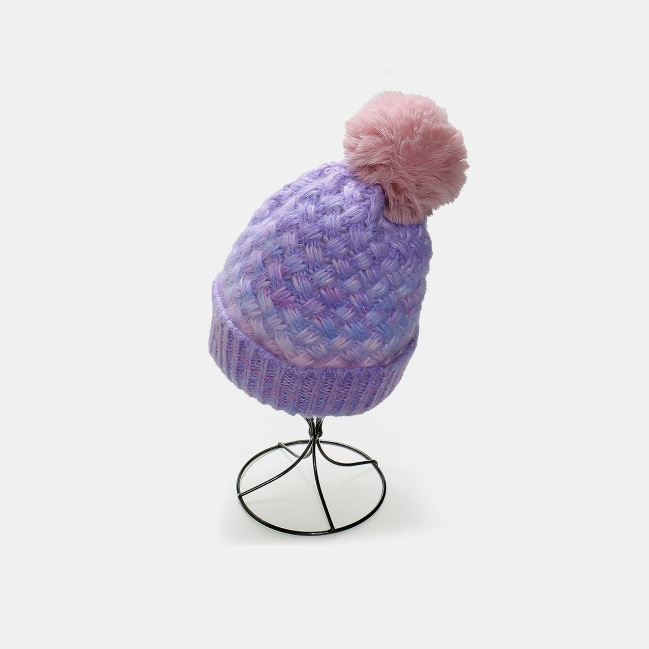 Gradient Knit Hat with Pompom - T - 6 COLORS -