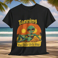 Thumbnail for Tanning Under Twin Suns Alien Beach T-Shirt, Alien Tee - 2 COLORS -