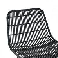 Thumbnail for Set of 2, Natural Rattan Indoor Counter Chair , Black Finish Steel Legs,Black  (17.5