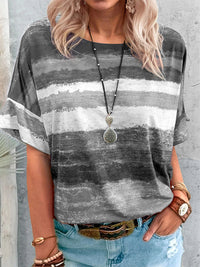 Thumbnail for Full Size Color Block Round Neck Half Sleeve T-Shirt - SIZES S THRU 3XL - T - 7 COLORS -