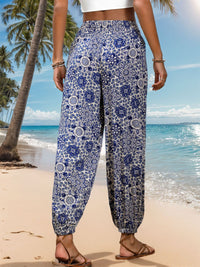 Thumbnail for Printed Elastic Waist Pants - Beach or Everyday - T - 1 COLOR -