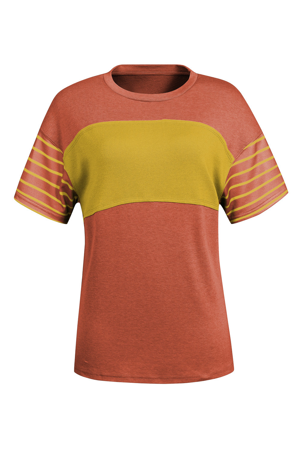 Striped Round Neck Short Sleeve T-Shirt - T - 6 COLORS -