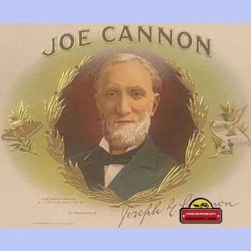 1900s - 1920s Antique Joe Cannon Embossed Cigar Label, Most Dominant Republican