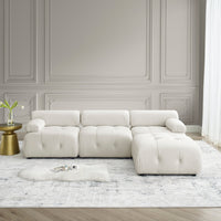 Thumbnail for Modular Sectional Sofa, Button Tufted Designed and DIY Combination,L Shaped Couch With Reversible Ottoman, Beige Velvet