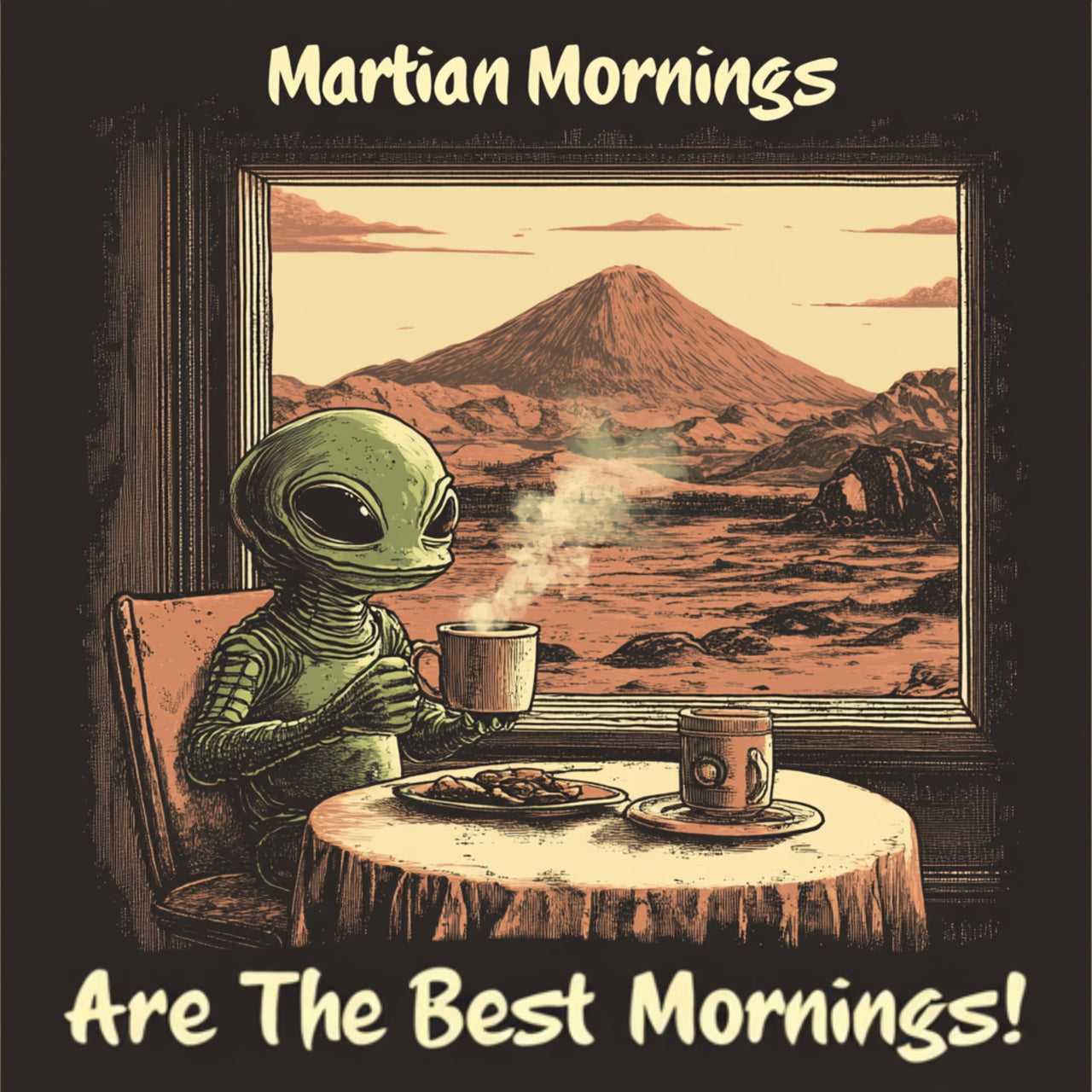 Martian Mornings Are the Best Mornings! Alien T-Shirt, Mars Tee - 2 COLORS -