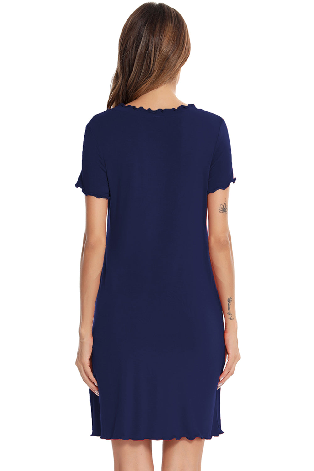 Round Neck Short Sleeve Lounge Dress - T - 3 COLORS -