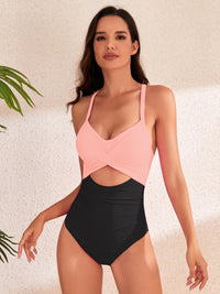 Thumbnail for Crisscross Cutout V-Neck One-Piece Swimwear - T - 5 COLORS/COMBOS -