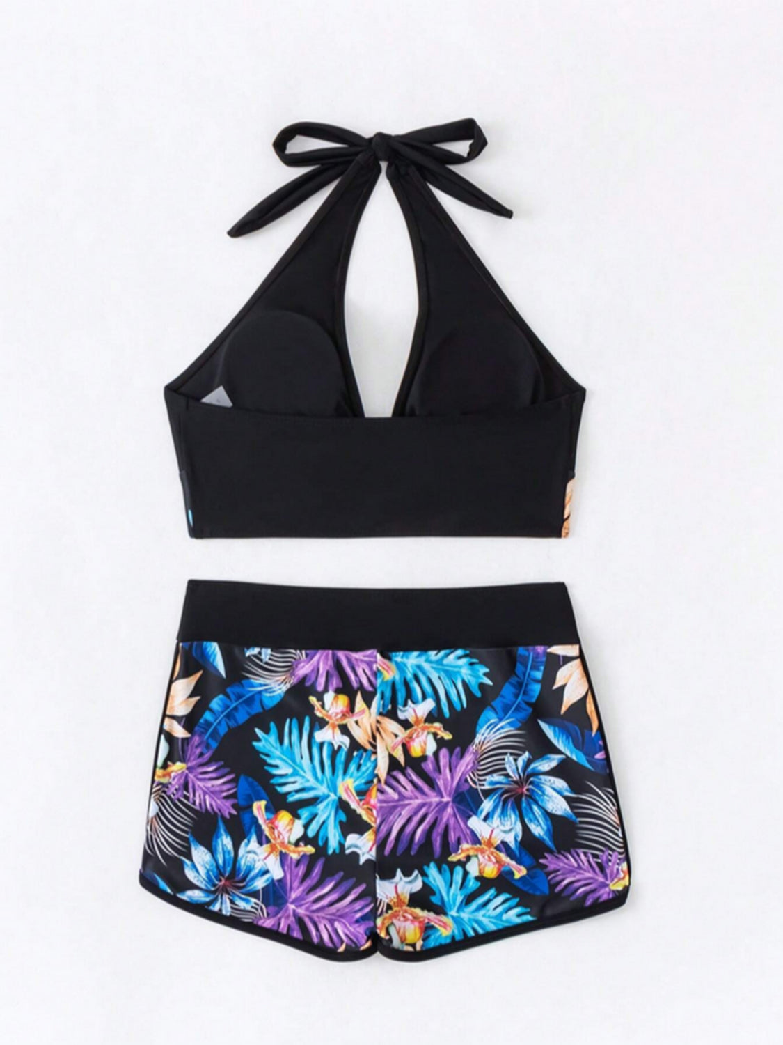 Printed Halter Neck Two-Piece Swim Set - T - 2 COLORS -