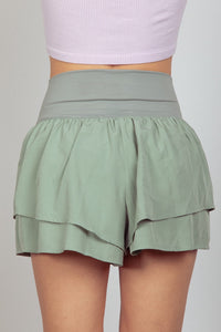 Thumbnail for VERY J V-Shaped High Waist Layered Active Shorts - T - 1 COLOR -