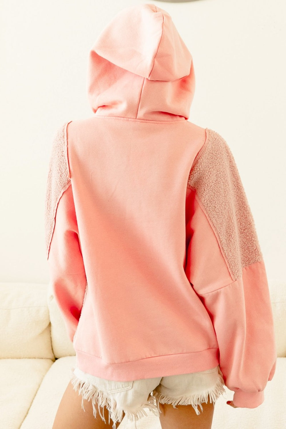 BiBi Square Panel Block Detailed Hoodie - T - 1 COLOR -