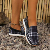 Thumbnail for Plaid Round Toe Slip-Ons - T - 1 COLOR -