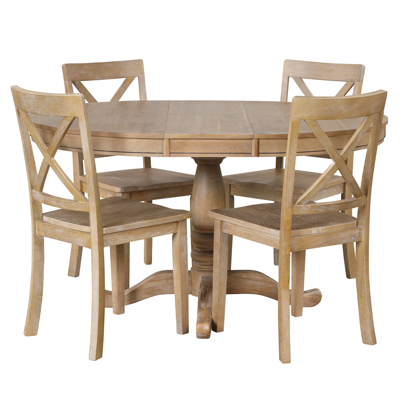 Modern Dining Table Set for 4,Round Table and 4 Kitchen Room Chairs,5 Piece Kitchen Table Set for Dining Room,Dinette,Br