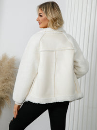 Thumbnail for Pocketed Sherpa Zip Up Long Sleeve Jacket - T - 2 COLORS -