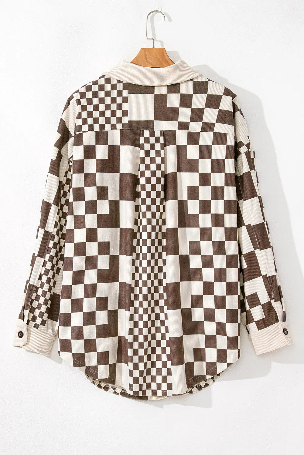 Plus Size Checkered Button Up Long Sleeve Jacket - XL THRU 4XL ONLY - T - 1 COLOR -