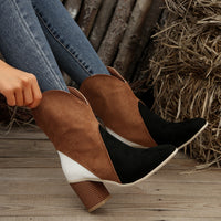 Thumbnail for Suede Square Toe Block Heel Boots - T - 4 COLORS -