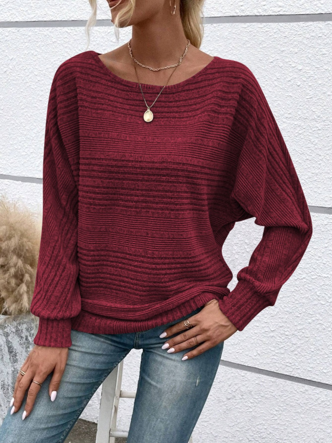 Round Neck Long Sleeve Top - T - 6 COLORS -