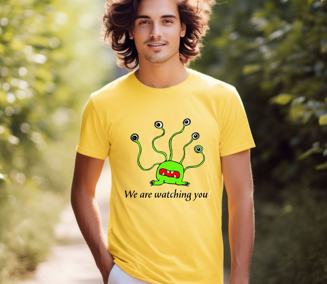 Alien T-Shirt, "We Are Watching You!" Funny Alien T-Shirt 5-Eyed Alien Tee - 4 COLORS -