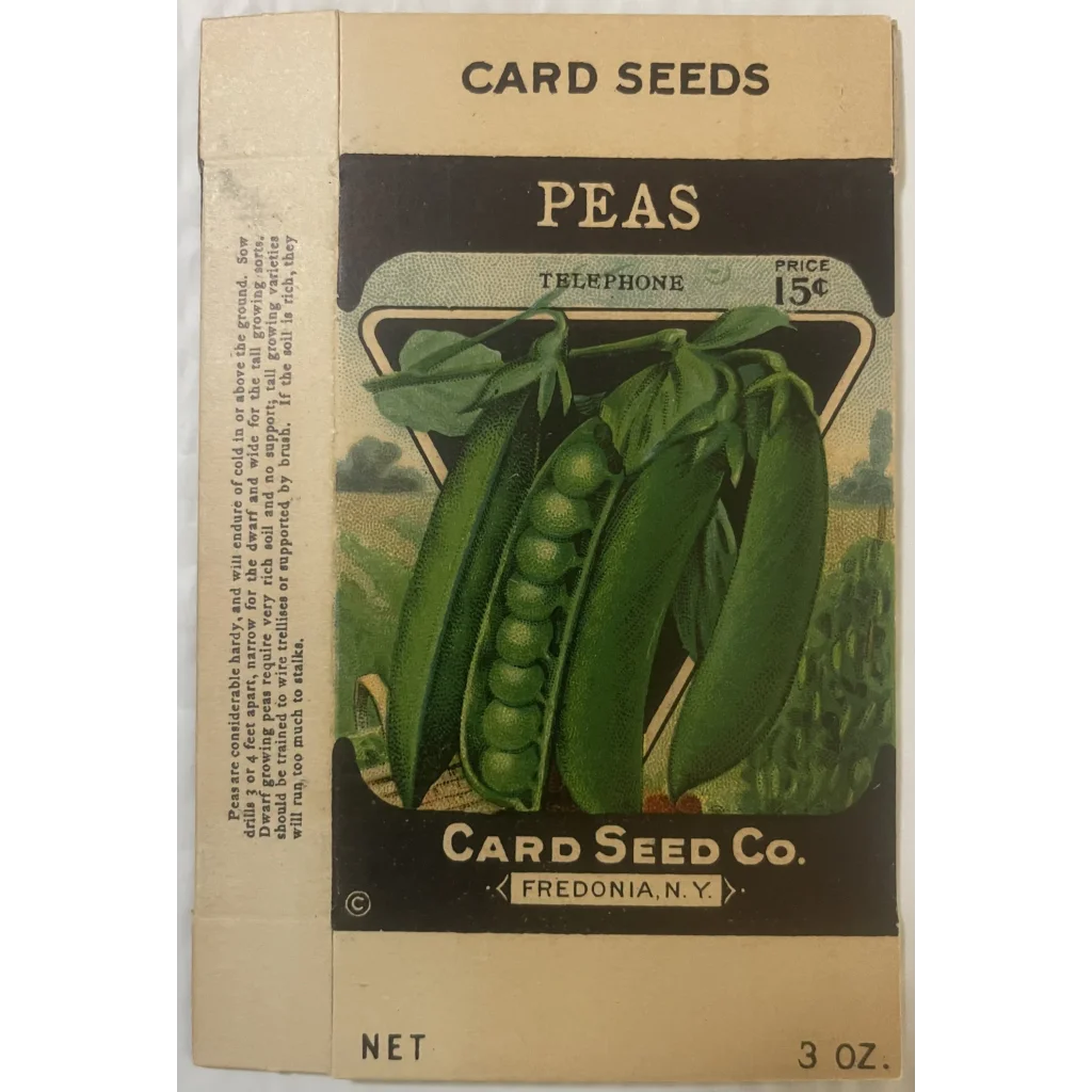 Antique Vintage 1908 - 1920 ☎️ Pea Box, Fredonia, NY, Famous Card Seed Co. 😍