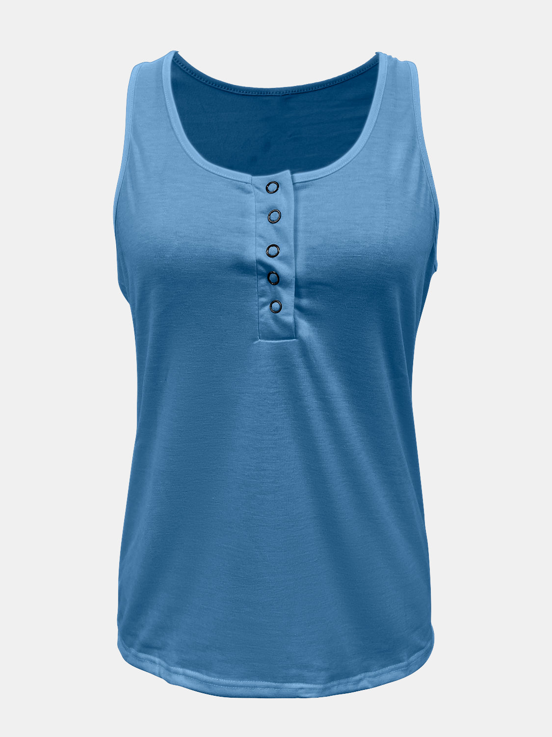 Full Size Quarter Snap Scoop Neck Tank - SIZES S THRU 3XL - T - 8 COLORS -