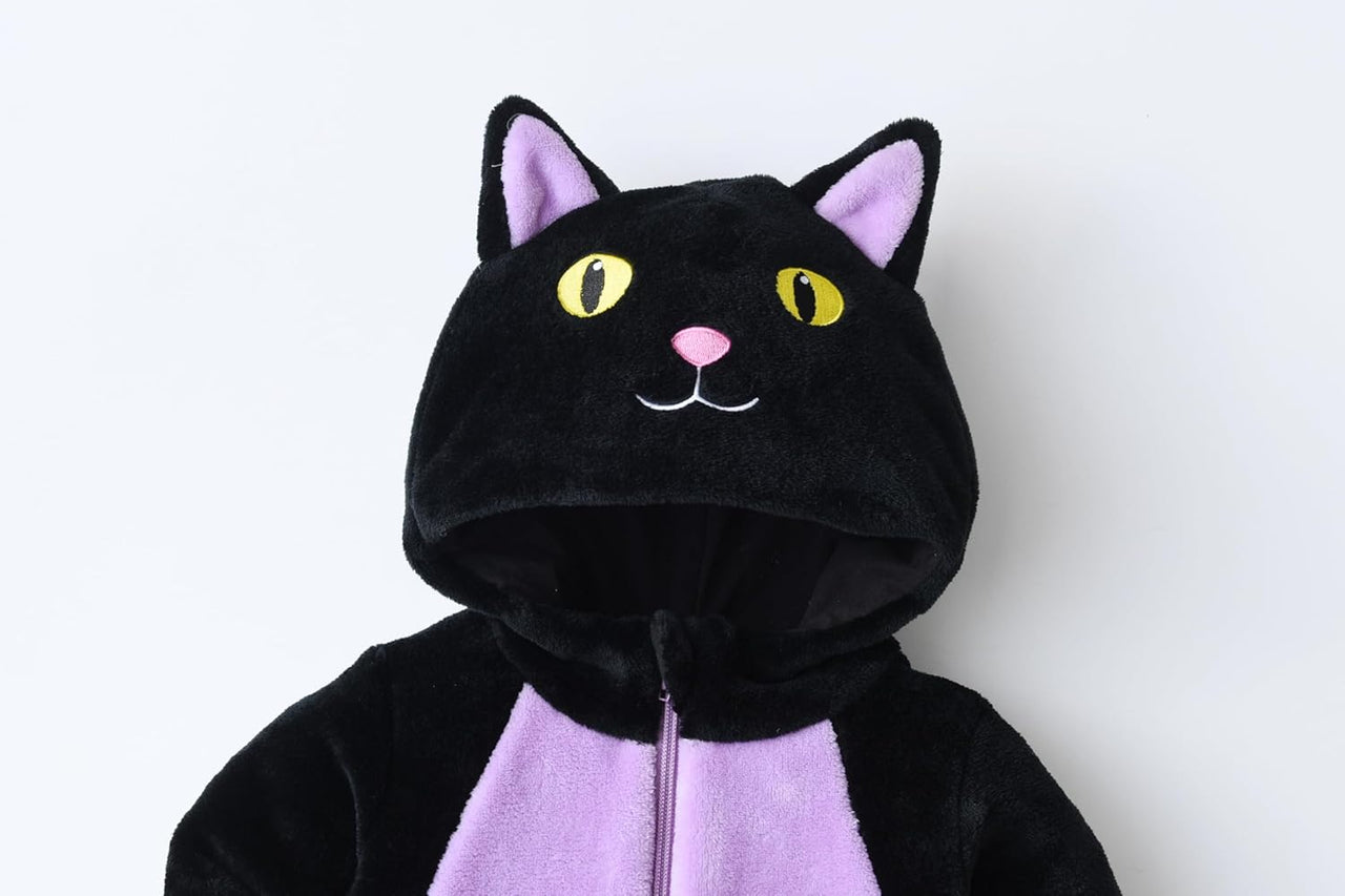 Shomico - Black Cat Costume for Toddler Baby Girl Boy Halloween Costumes Fuzzy Warm Fall Winter Clothes Halloween Cats Outfit - 1 COLOR -