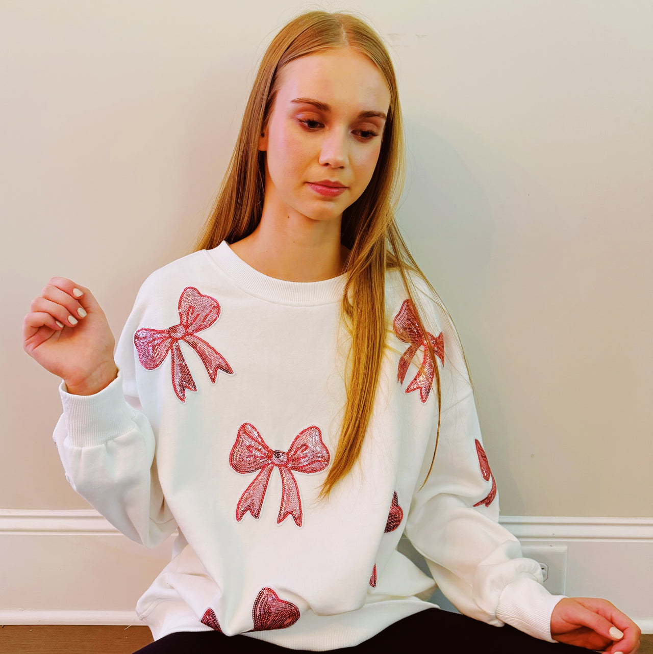 Ellison & Young - Sparkly Bow Patch Sweatshirt - 2 COLORS -