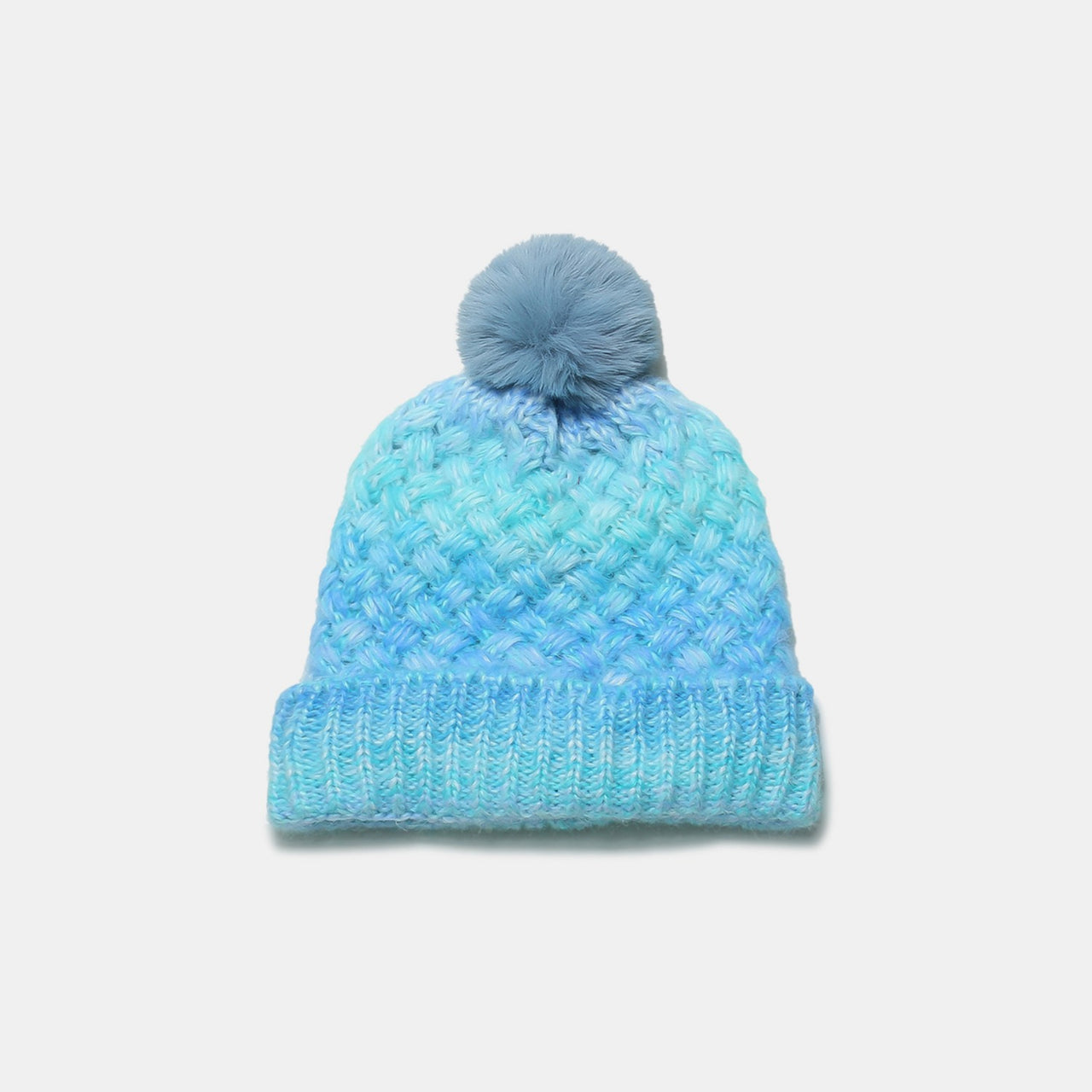 Gradient Knit Hat with Pompom - T - 6 COLORS -