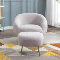 Thumbnail for Modern Comfy Leisure Accent Chair, Teddy Short Plush Particle Velvet Armchair With Ottoman for Living Room