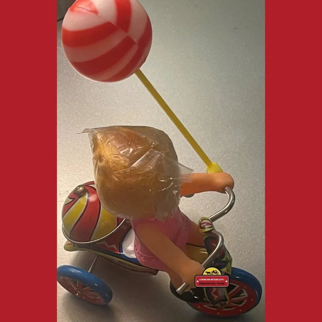 Vintage Tin Wind Up Girls Tricycle Collectible Toy, Unopened in Box! 1970s - 1980s