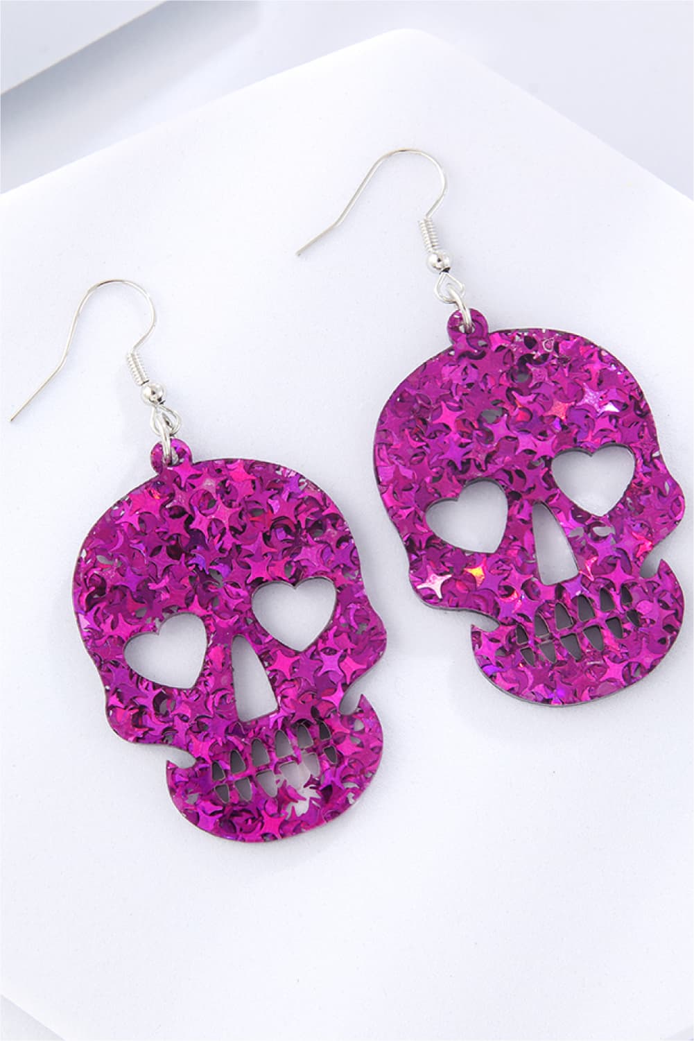 Acrylic Skull Drop Earrings - T - 4 COLORS -