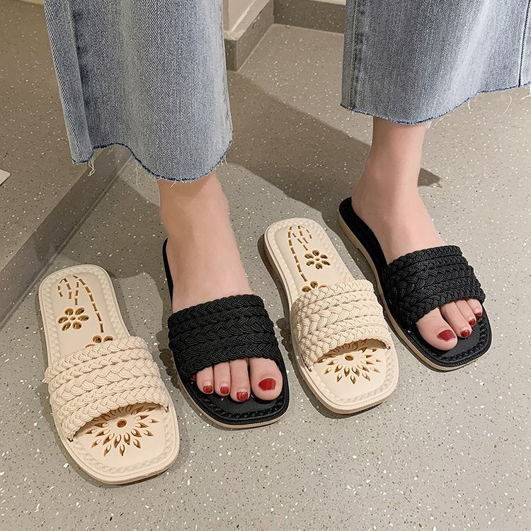 Open Toe Flat Sandals - T - 2 COLORS -