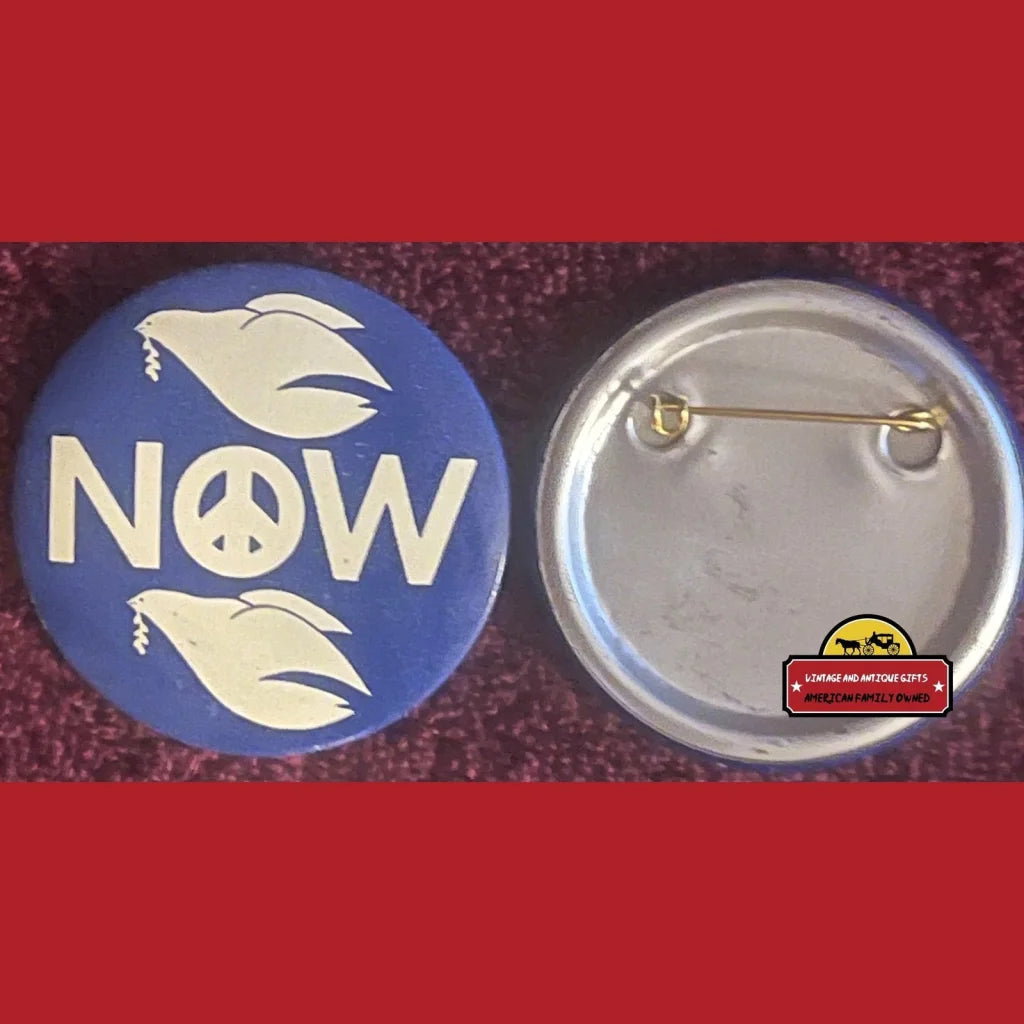 Vintage 1960s ☮️ Vietnam War Peace Now 🕊️ Dove Pin Pinback