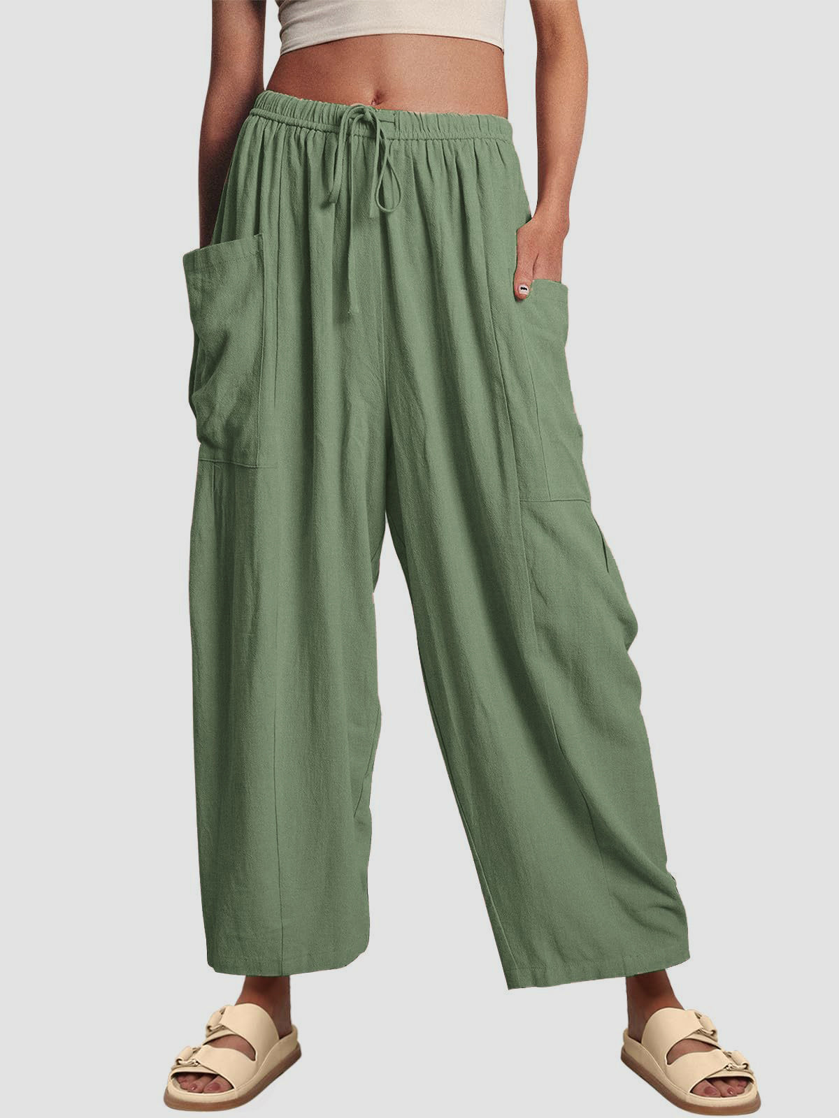 Full Size Wide Leg Pants with Pockets - T - 9 COLORS -