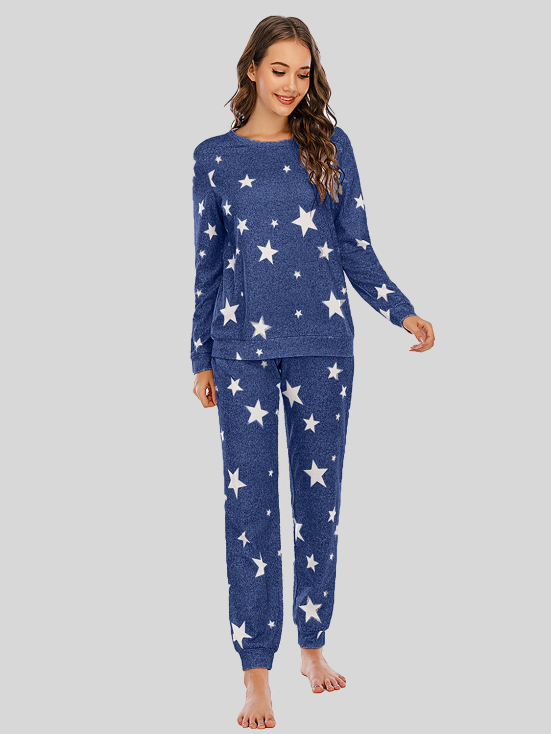 Star Top and Pants Lounge Set - 2 PCS. - T - 4 COLORS -