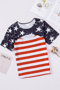 Thumbnail for Cutout Striped Round Neck Short Sleeve T-Shirt - T - 1 COLOR -