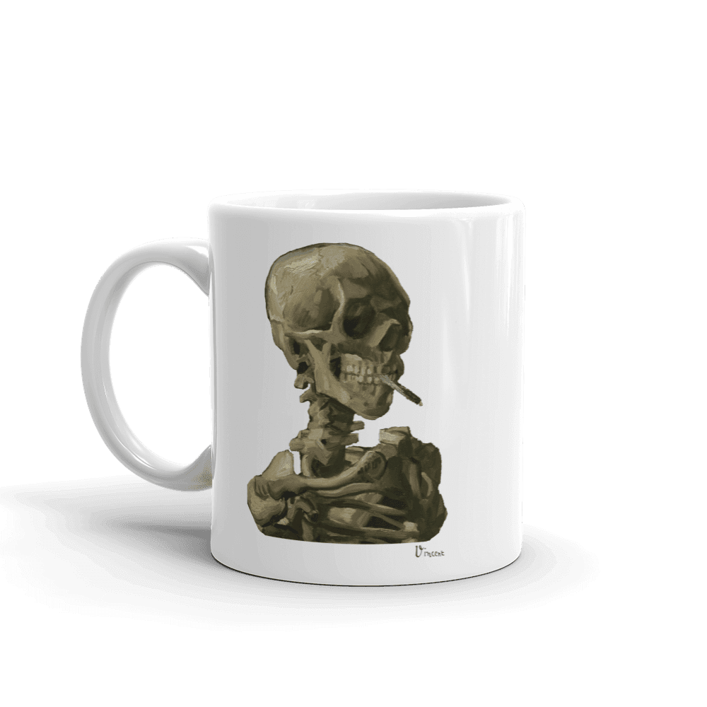 Van Gogh Skull of a Skeleton With Burning Cigarette 1886 Mug - 2 SIZES - 1 COLOR -