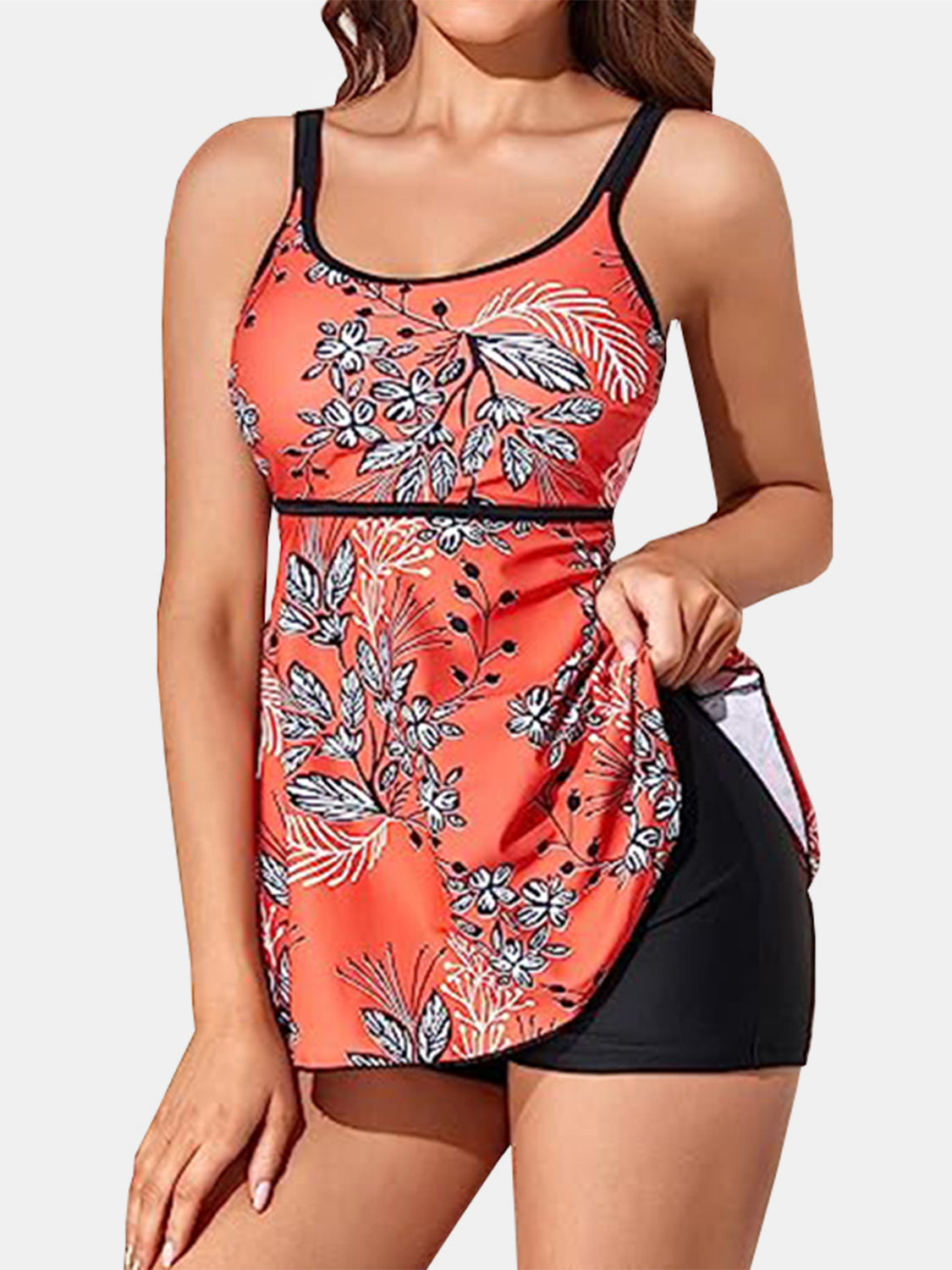 Printed Scoop Neck Two-Piece Swim Set - T - 4 COLORS/PATTERNS -