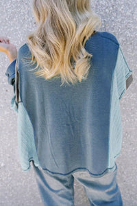 Thumbnail for Patchwork Color Block Round Neck Long Sleeve Top - T - 1 COLOR -