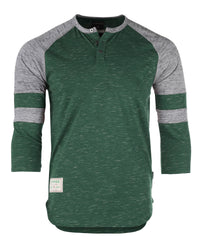 Thumbnail for Men's 3/4 Sleeve GREEN Baseball Football College Raglan Henley Athletic T-Shirt - 2 COLOR COMBOS -