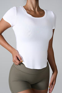 Thumbnail for Cutout Round Neck Short Sleeve Active T-Shirt - T - 5 COLORS -