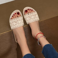 Thumbnail for Lace Open Toe Flat Sandals - T - 2 COLORS -