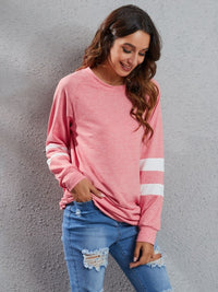 Thumbnail for Full Size Striped Round Neck Long Sleeve T-Shirt - T - 1 COLOR -