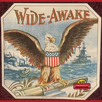 Thumbnail for 1910s Antique Patriotic Wide Awake Cigar Label, Us Navy, Great White Fleet!