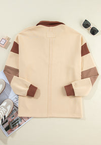 Thumbnail for Color Block Johnny Collar Long Sleeve Sweatshirt - T - 2 COLORS -