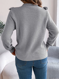 Thumbnail for Ruffled Round Neck Long Sleeve Sweater - T - 1 COLOR -