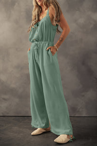 Thumbnail for Drawstring Wide Strap Wide Leg Overalls - T - 1 COLOR -