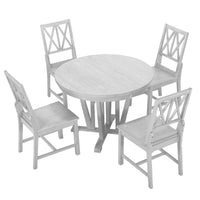 Thumbnail for Rustic 5-Piece Extendable Dining Table Set Round Trestle Table and 4 Cross Back Dining Chairs for Kitchen, Dining Room,